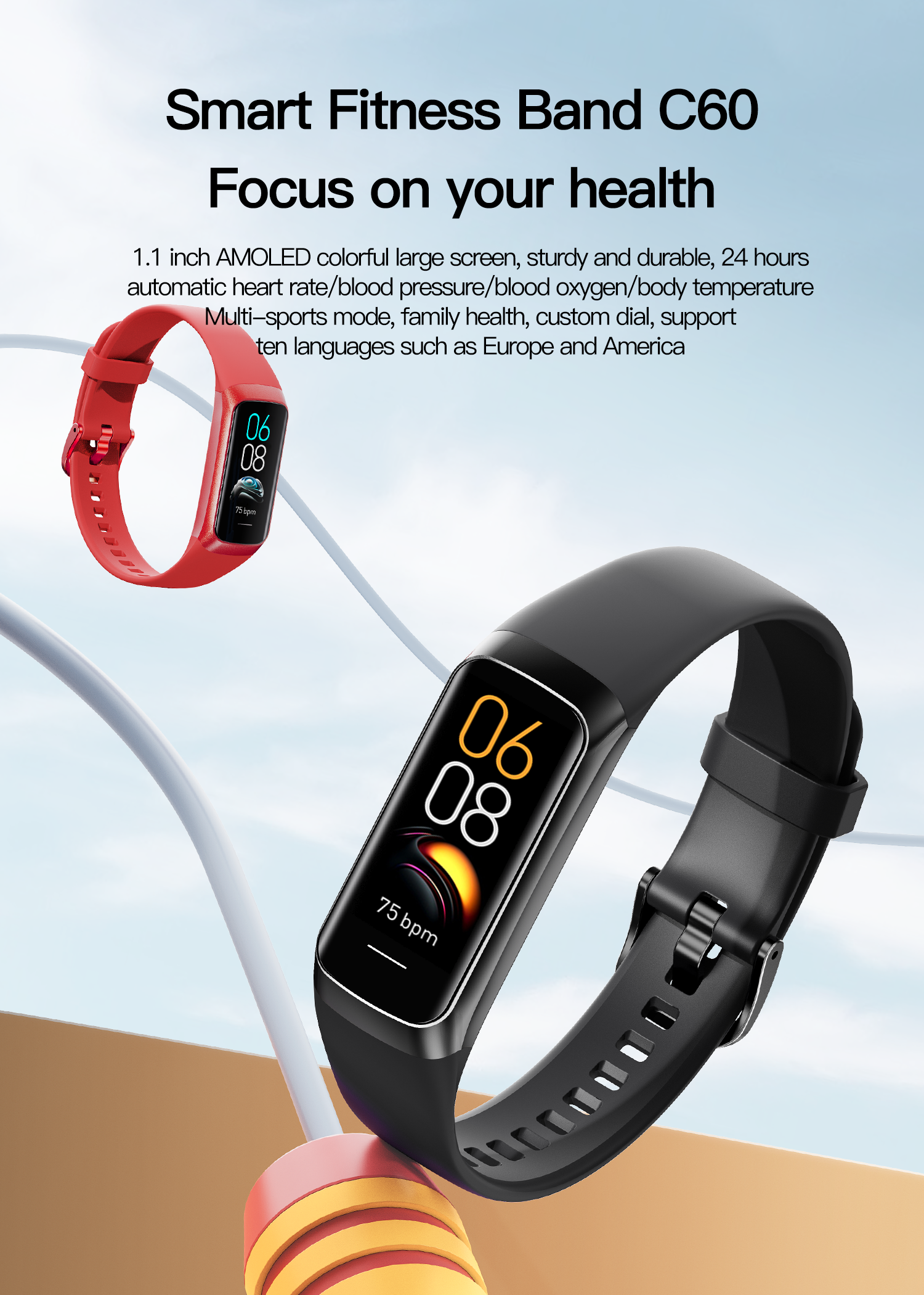 Fit Pro + Smart Health Fitness Activity Tracker | AMOLED 1.1"